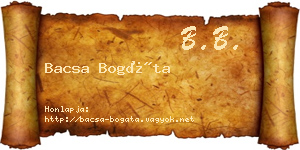 Bacsa Bogáta névjegykártya